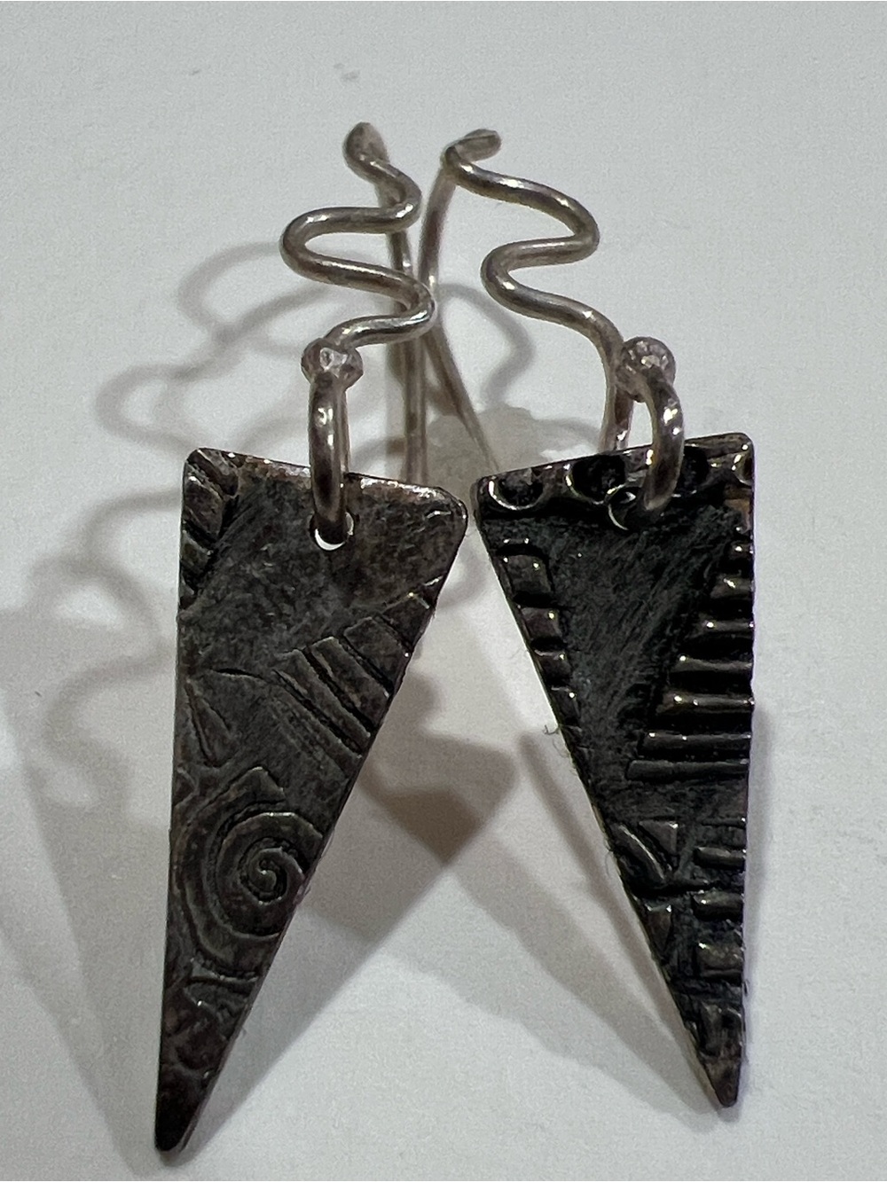Handcrafted Sterling Silver Triangle Drop Earrings